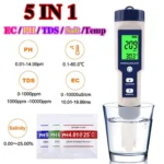 Bút đo độ mặn 5 trong 1 – Đo pH, TDS, EC – Kèm 3 gói dung dịch chuẩn pH